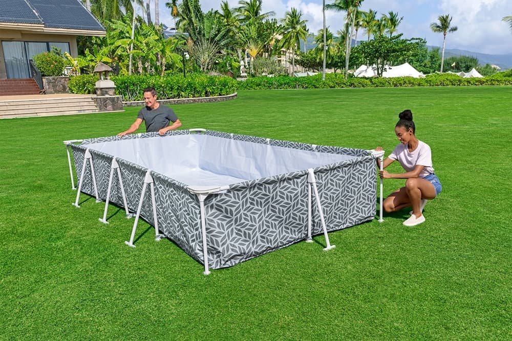 PISCINA FUORI TERRA STEEL PRO SENZA POMPA 366X201X66CM DESIGN A FOGLIA RETTANGOLARE 561FT - 10