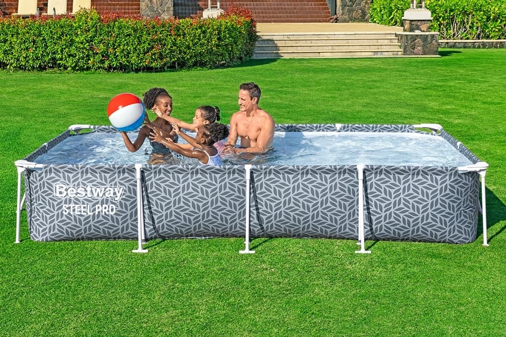 PISCINA STEEL PRO CON POMPA FILTRO 366X201X66 CM DESIGN A FOGLIA RETTANGOLARE 561FV - 4