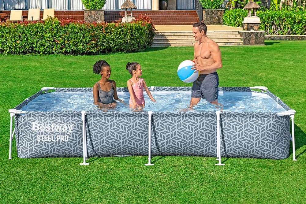 PISCINA STEEL PRO CON POMPA FILTRO 366X201X66 CM DESIGN A FOGLIA RETTANGOLARE 561FV - 6