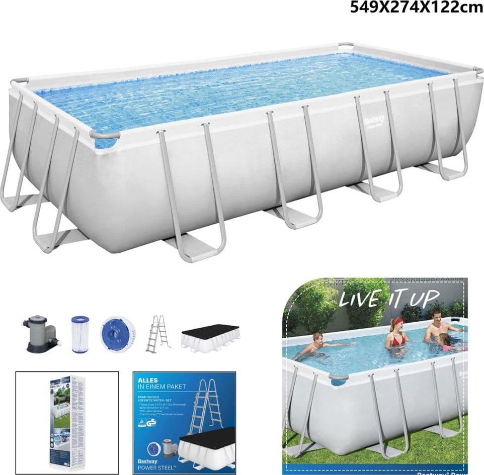 PISCINA FUORI TERRA POWER STEEL CON STRUTTURA POMPA FILTRO 549X274X122CM RETTANGOLARE 56465 - 2