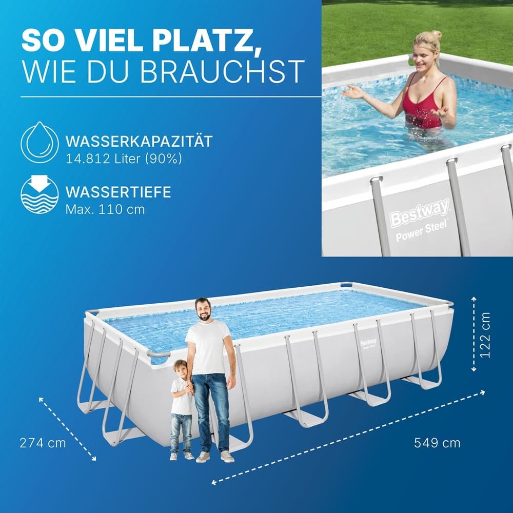 PISCINA FUORI TERRA POWER STEEL CON STRUTTURA POMPA FILTRO 549X274X122CM RETTANGOLARE 56465 - 4