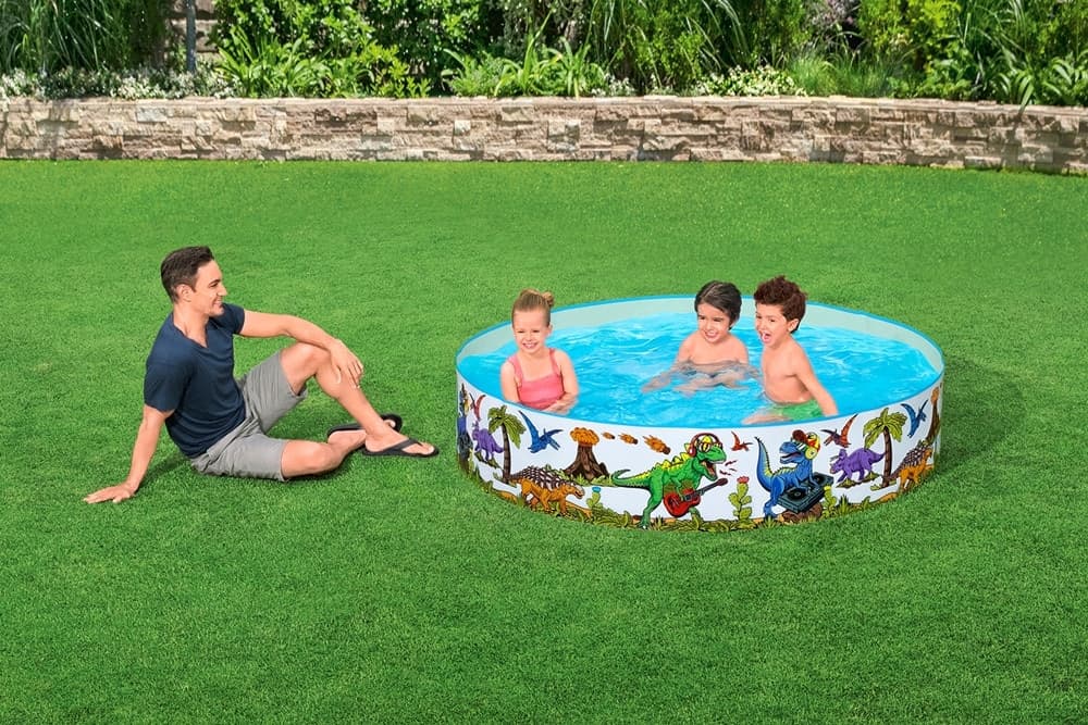 PISCINA RIGIDA PER BAMBINI 2+ ANNI CON MOTIVO A DINOSAURI Ø183X38CM 946LT GIARDINO 55022 - 3