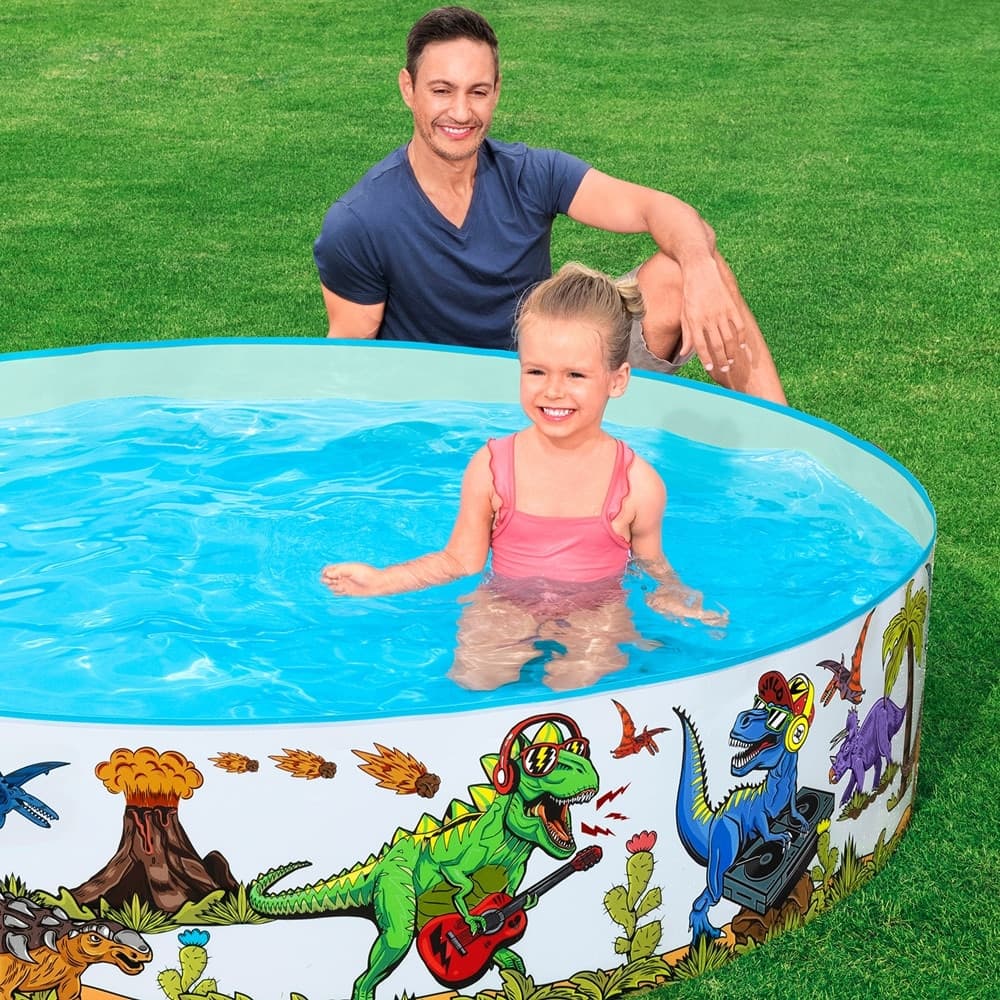 PISCINA RIGIDA PER BAMBINI 2+ ANNI CON MOTIVO A DINOSAURI Ø183X38CM 946LT GIARDINO 55022 - 5