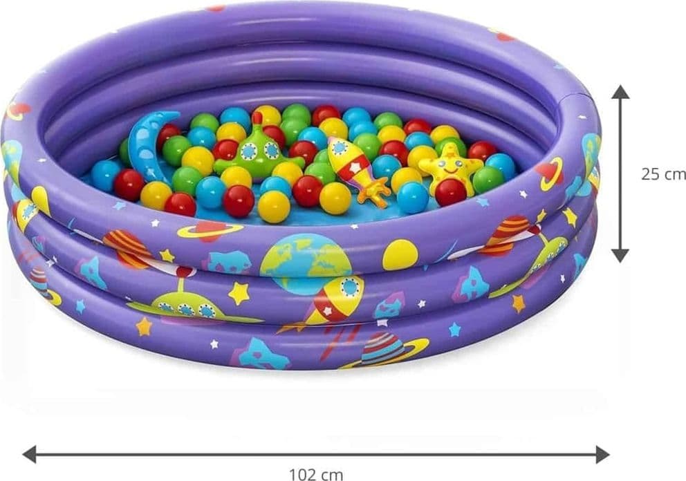 PISCINA GONFIABILE GIARDINO A 3 ANELLI GIOCO PER BAMBINI CON PALLINE Ø 102 CM 52466 - 11
