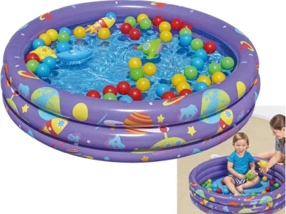PISCINA GONFIABILE GIARDINO A 3 ANELLI GIOCO PER BAMBINI CON PALLINE Ø 102 CM 52466 - 7
