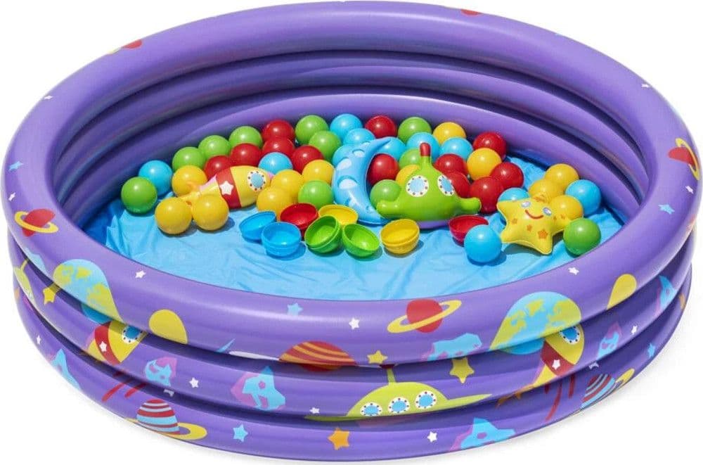 PISCINA GONFIABILE GIARDINO A 3 ANELLI GIOCO PER BAMBINI CON PALLINE Ø 102 CM 52466 - 8