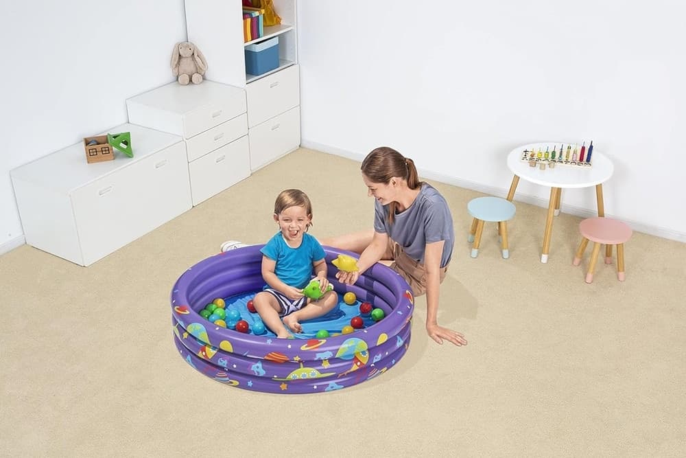 PISCINA GONFIABILE GIARDINO A 3 ANELLI GIOCO PER BAMBINI CON PALLINE Ø 102 CM 52466 - 9