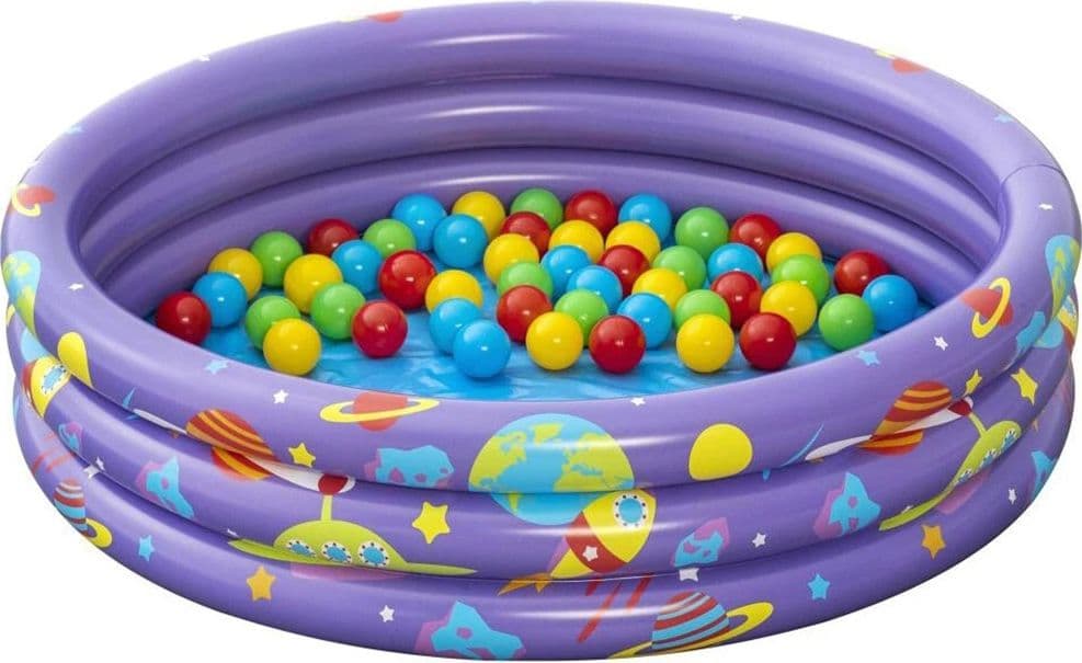 PISCINA GONFIABILE GIARDINO A 3 ANELLI GIOCO PER BAMBINI CON PALLINE Ø 102 CM 52466 - 10