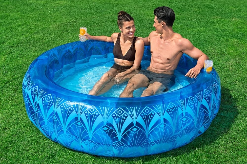 PISCINA GONFIABILE FAMILIARE MOTIVO ELEGANTE BOHÉMIEN BLU Ø168X53CM 2 PORTABICCHIERI 54479 - 3