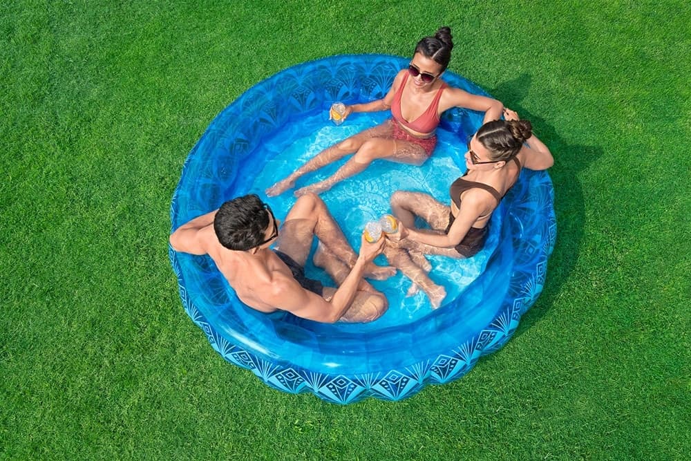 PISCINA GONFIABILE FAMILIARE MOTIVO ELEGANTE BOHÉMIEN BLU Ø168X53CM 2 PORTABICCHIERI 54479 - 5
