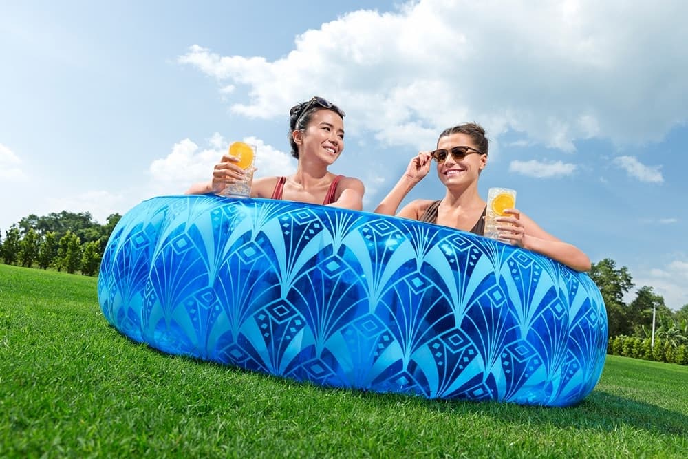 PISCINA GONFIABILE FAMILIARE MOTIVO ELEGANTE BOHÉMIEN BLU Ø168X53CM 2 PORTABICCHIERI 54479 - 9