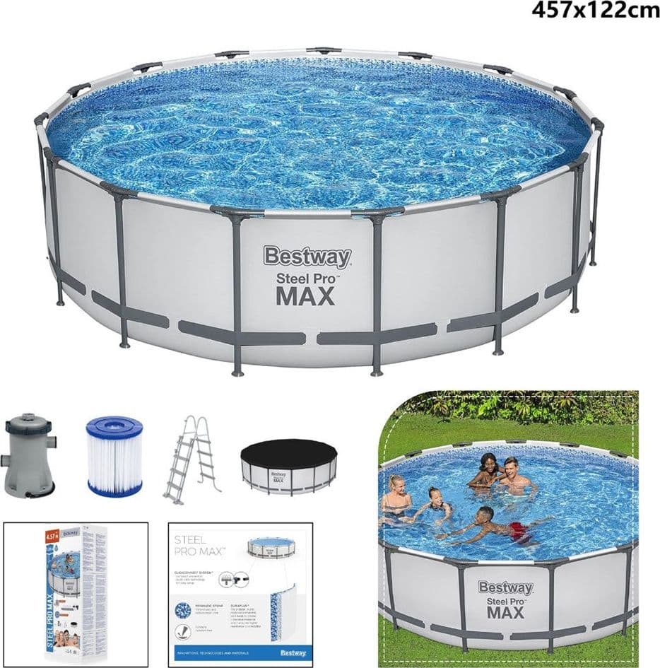 PISCINA FUORI TERRA CON STRUTTURA STEEL PRO MAX POMPA FILTRO Ø457X122 CM ROTONDA 56438 - 2