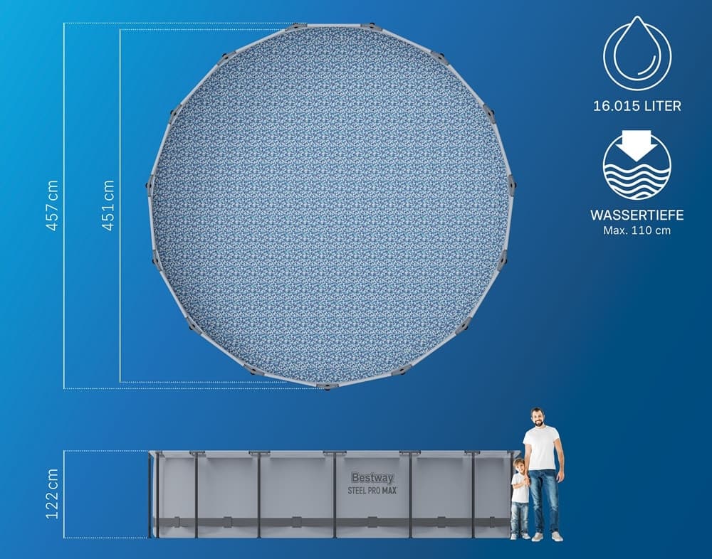 PISCINA FUORI TERRA CON STRUTTURA STEEL PRO MAX POMPA FILTRO Ø457X122 CM ROTONDA 56438 - 4