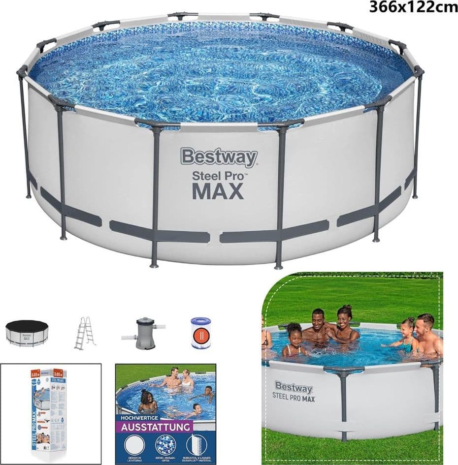 PISCINA FUORI TERRA CON STRUTTURA STEEL PRO MAX POMPA FILTRO SCALA Ø366X122CM TONDA 56420 - 4