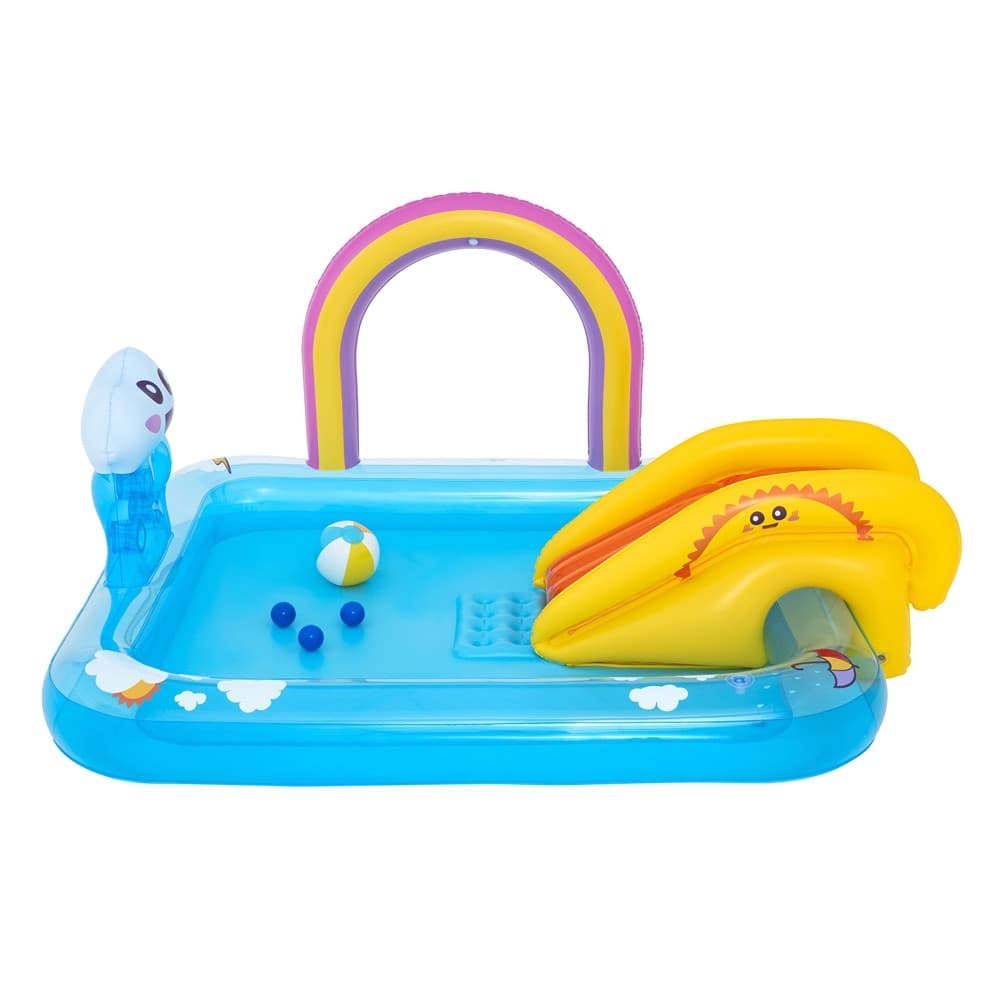 CENTRO GIOCHI ACQUATICO PISCINA GONFIABILE BAMBINI CON SCIVOLO SPRUZZATORE ARCOBALENO 53174 - 12