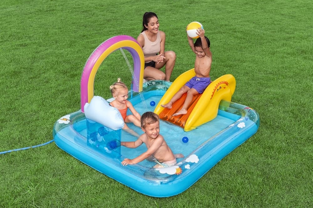 CENTRO GIOCHI ACQUATICO PISCINA GONFIABILE BAMBINI CON SCIVOLO SPRUZZATORE ARCOBALENO 53174 - 3