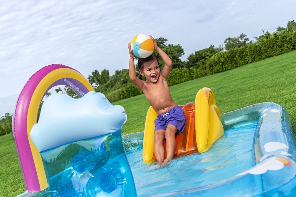 CENTRO GIOCHI ACQUATICO PISCINA GONFIABILE BAMBINI CON SCIVOLO SPRUZZATORE ARCOBALENO 53174 - 5