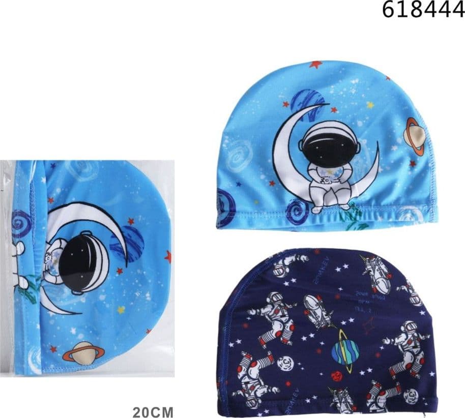 CUFFIA DA NUOTO PISCINA IN TESSUTO PER BAMBINI 7+ ANNI CON STAMPE SPAZIALI 20CM 618444 - 2