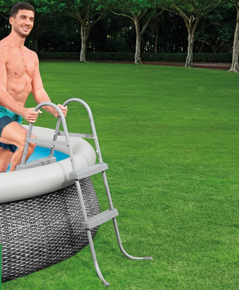 SCALA DA PISCINA FUORI TERRA 84CM SCALETTA SICUREZZA 2 GRADINI PLASTICA RESISTENTE 58430 - 10