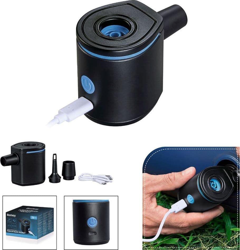 POMPA DI GONFIAGGIO ELETTRICO POWERTOUCH POCKET USB DA 90 L/MIN CON 3 ADATTATORI 62289 - 2