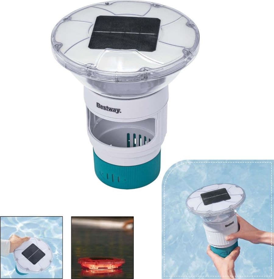 DOSATORE PER PASTIGLIE CLORO GALLEGGIANTE PISCINA CON LUCE LED AD ENERGIA SOLARE 58943 - 2