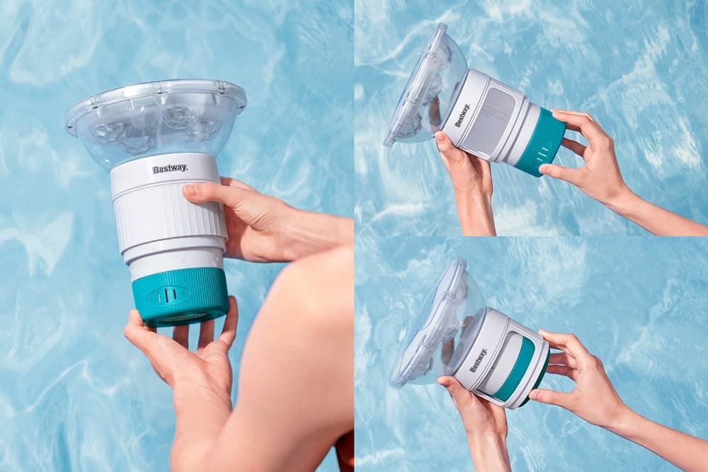 DOSATORE PER PASTIGLIE CLORO GALLEGGIANTE PISCINA CON LUCE LED AD ENERGIA SOLARE 58943 - 5
