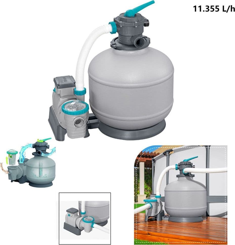 POMPA DI FILTRAGGIO A SABBIA CON TIMER MANOMETRO 11.355L/H PER PISCINE FUORI TERRA 58486 - 2