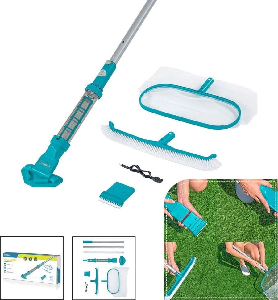 KIT CURA PISCINA FINO A 610CM CON ASPIRATORE A BATTERIA RETINO PER SKIMMER SPAZZOLA 58831 - 2