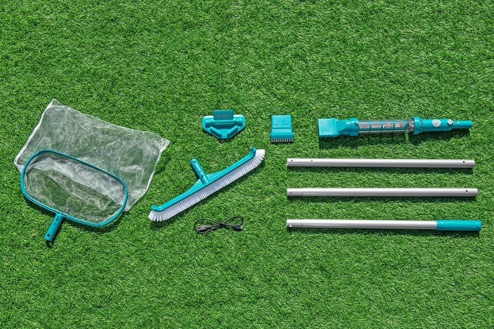 KIT CURA PISCINA FINO A 610CM CON ASPIRATORE A BATTERIA RETINO PER SKIMMER SPAZZOLA 58831 - 11