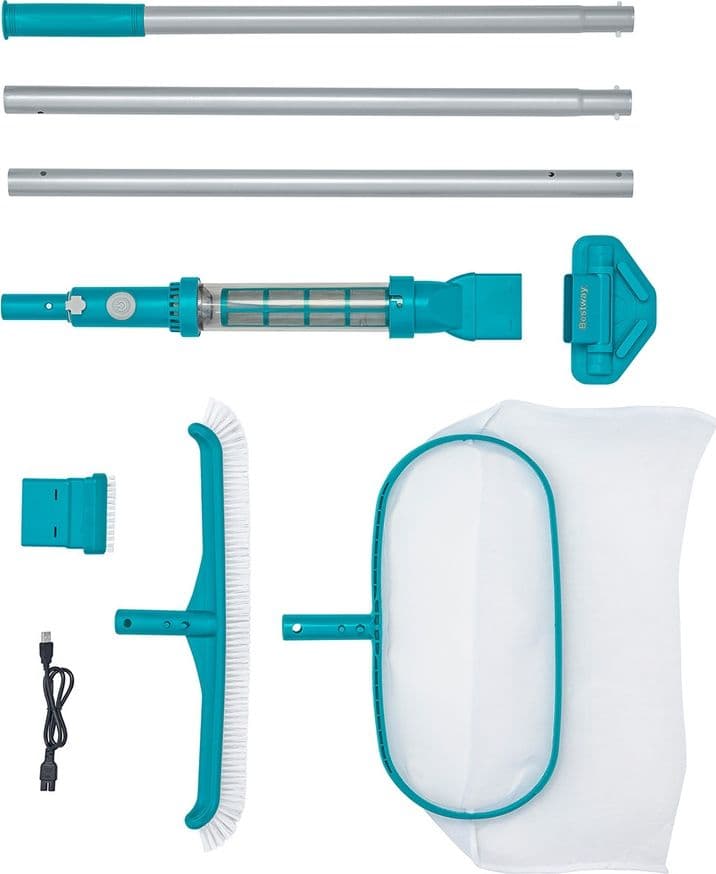 KIT CURA PISCINA FINO A 610CM CON ASPIRATORE A BATTERIA RETINO PER SKIMMER SPAZZOLA 58831 - 12