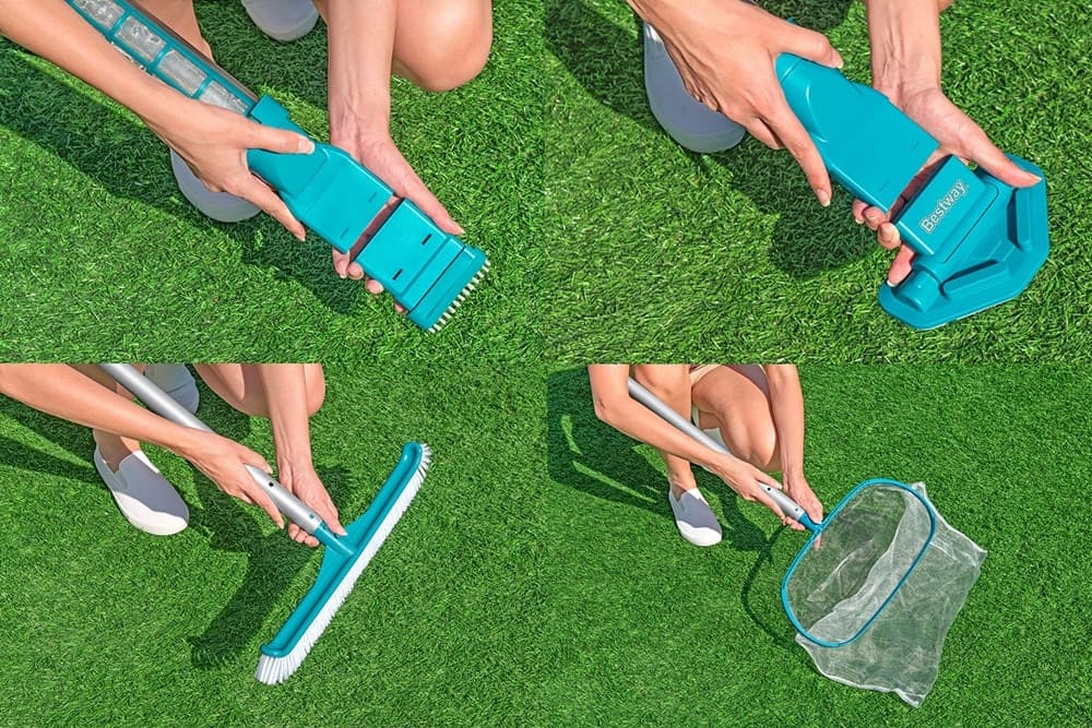 KIT CURA PISCINA FINO A 610CM CON ASPIRATORE A BATTERIA RETINO PER SKIMMER SPAZZOLA 58831 - 10