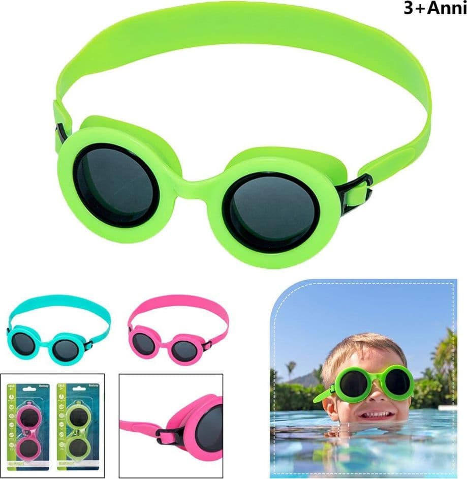 OCCHIALINI DA NUOTO AQUASHADES PER BAMBINI 3+ ANNI FASCIA REGOLABILE IN SILICONE 21178 - 2