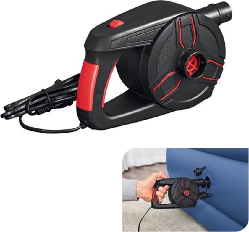 POMPA DI GONFIAGGIO ELETTRICA POWERGRIP 1.100 L/MIN CON MANIGLIA 3 ADATTATORI 62258 - 2