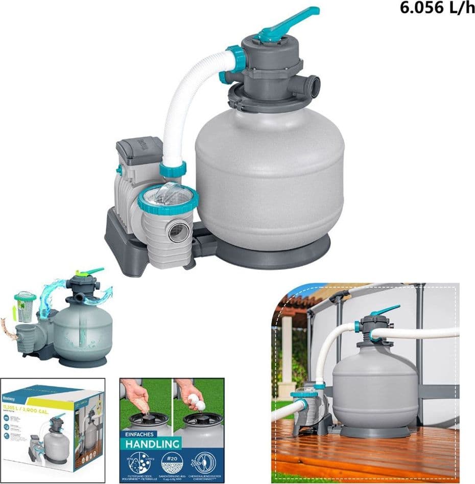 POMPA SISTEMA DI FILTRAGGIO A SABBIA CON TIMER 6.056 L/H PER PISCINE FUORI TERRA 58497 - 10