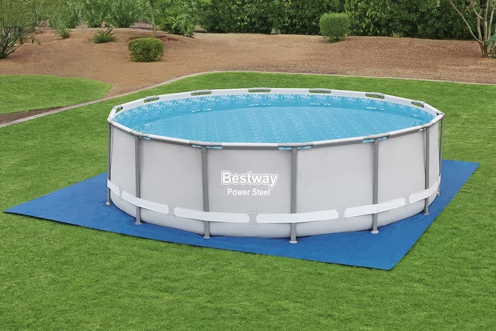 TAPPETINO TELO DI PROTEZIONE PER BASE FONDO PISCINA IN PE 488 X 488 CM BLU QUADRATO 58003 - 11