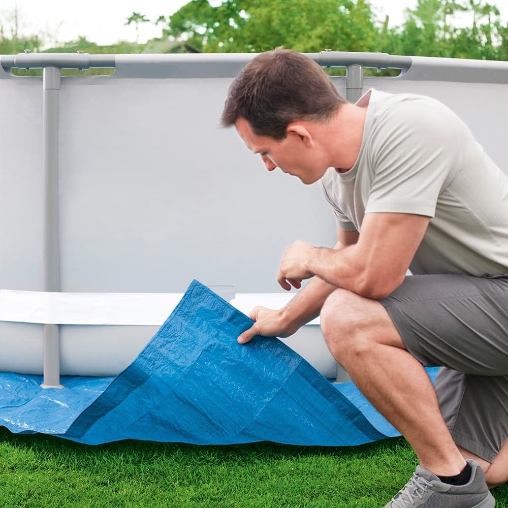 TAPPETINO TELO DI PROTEZIONE PER BASE FONDO PISCINA IN PE 488 X 488 CM BLU QUADRATO 58003 - 6
