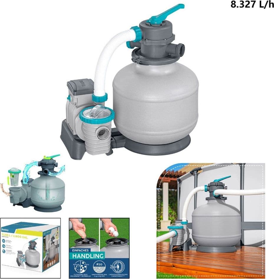 POMPA SISTEMA DI FILTRAGGIO A SABBIA CON TIMER MANOMETRO 8.327L/H PISCINE FUORI TERRA 58499 - 2