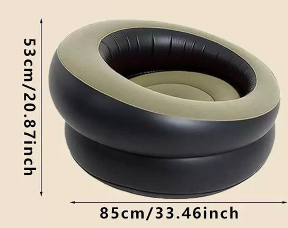 POLTRONA GONFIABILE PORTATILE FLOCCATA PORTANTE IN PVC DESIGN ERGONOMICO VALVOLA RAPIDA - 2