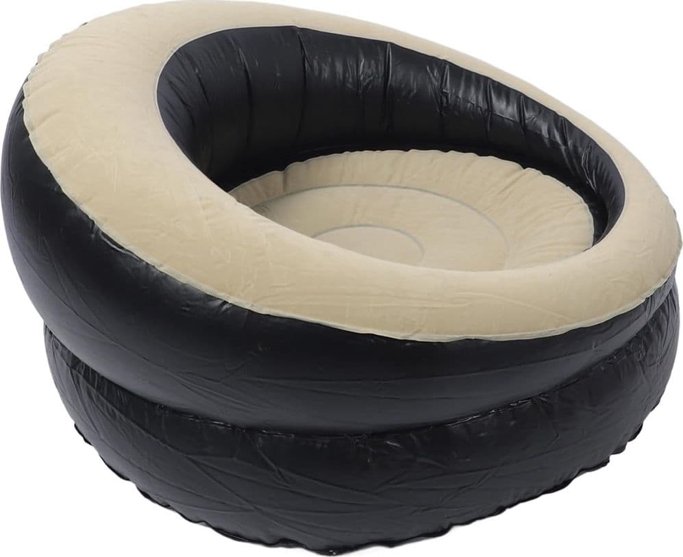 POLTRONA GONFIABILE PORTATILE FLOCCATA PORTANTE IN PVC DESIGN ERGONOMICO VALVOLA RAPIDA - 4