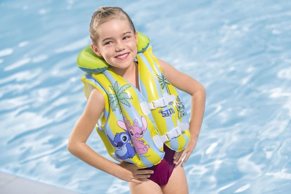 GIUBBINO DA NUOTO SALVAGENTE GONFIABILE STITCH PER BAMBINI 3-6ANNI FIBBIE REGOLABILI 9104R - 3