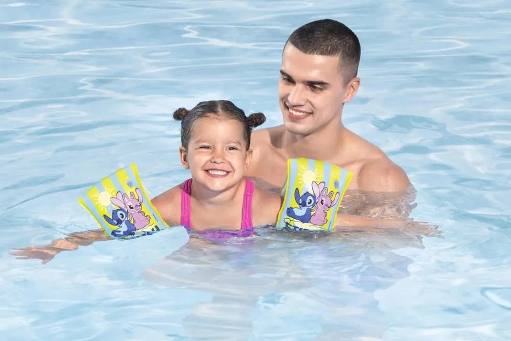 BRACCIOLI GONFIABILI DA NUOTO STAMPA TROPICALE CON STITCH PER BAMBINI 3-6 ANNI 9104S - 4