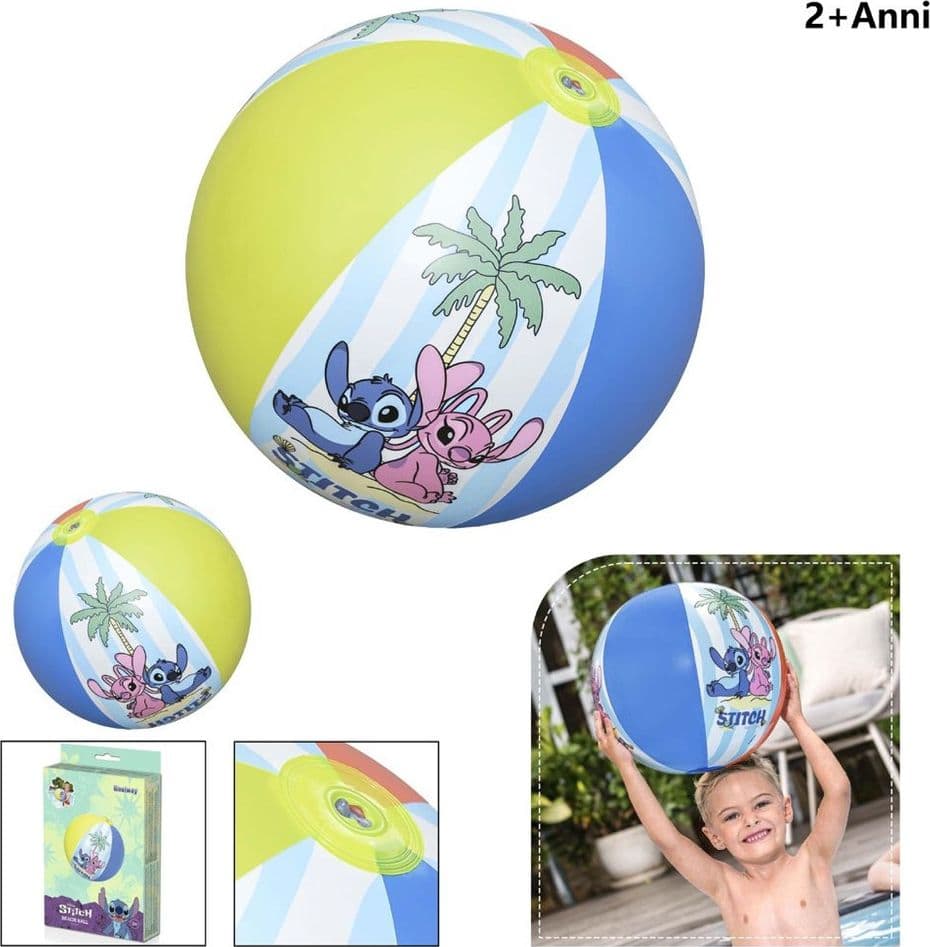PALLONE GONFIABILE SPIAGGIA PISCINA DESIGN A SPICCHI CON STITCH PER BAMBINI 2+ ANNI 9104T - 2