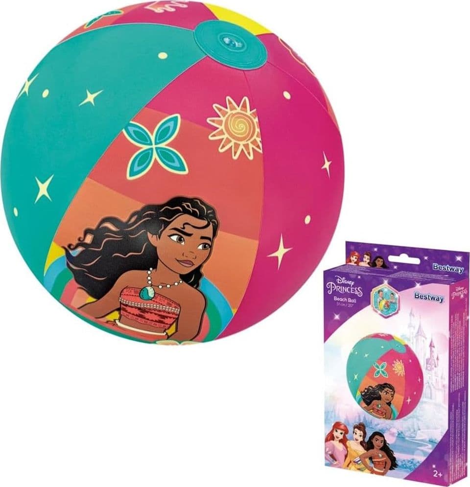 PALLONE DA SPIAGGIA PISCINA GONFIABILE TEMA PRINCIPESSE DISNEY BAMBINE 2+ANNI 51CM 91042W - 5