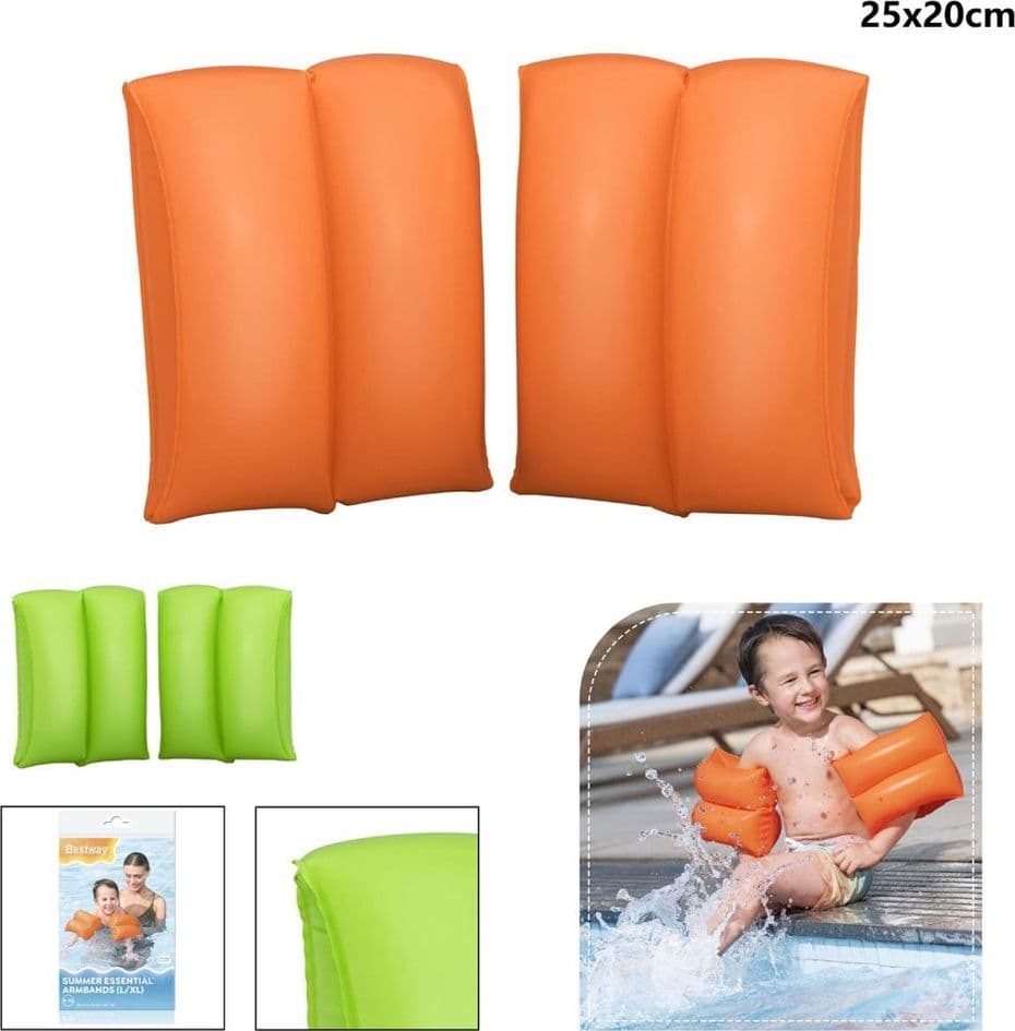 BRACCIOLI GONFIABILI PER BAMBINI SUMMER ESSENTIAL 25X20 CM 2 CAMERE D'ARIA 2 COLORI 32325 - 2