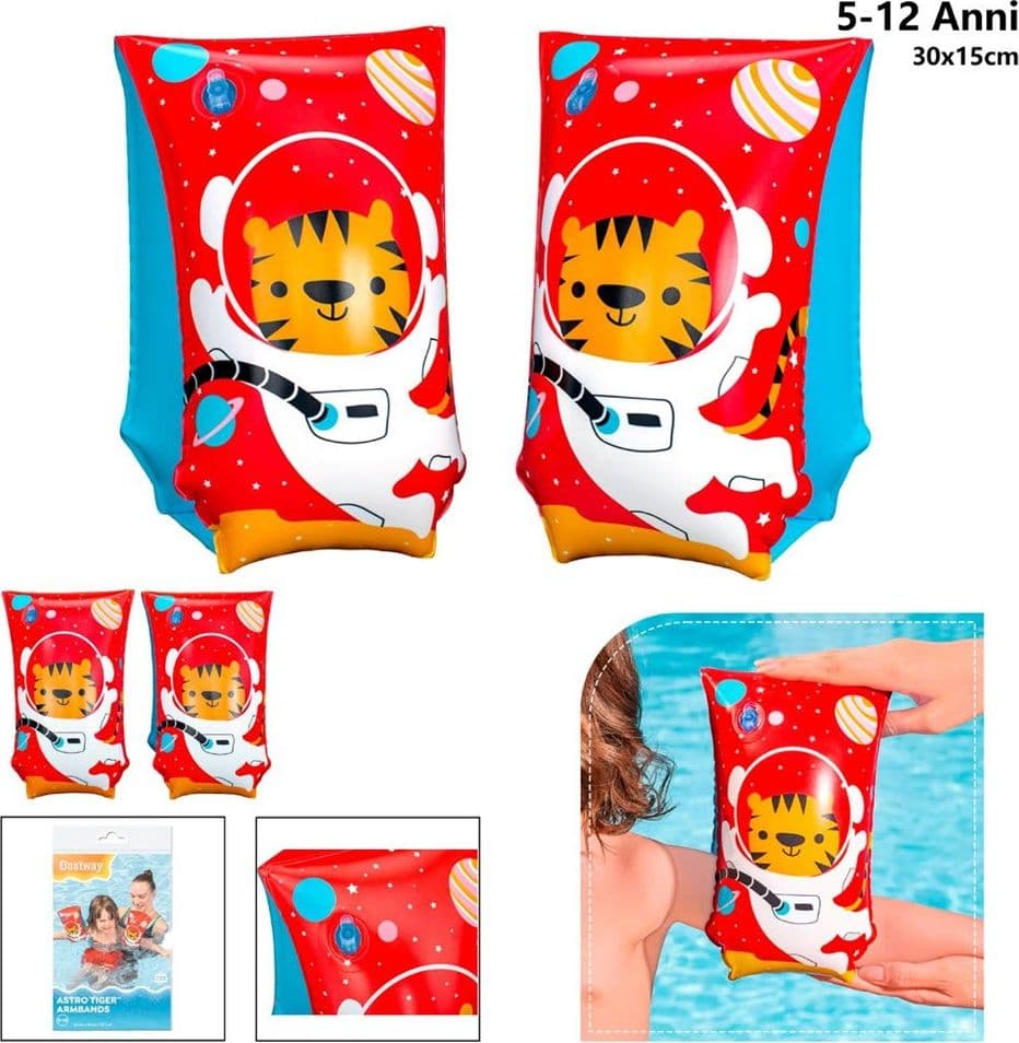 BRACCIOLI GONFIABILI DA NUOTO ASTRO TIGER PER BAMBINI ETÀ 5-12 ANNI 30 X 15 CM 32102Y - 2
