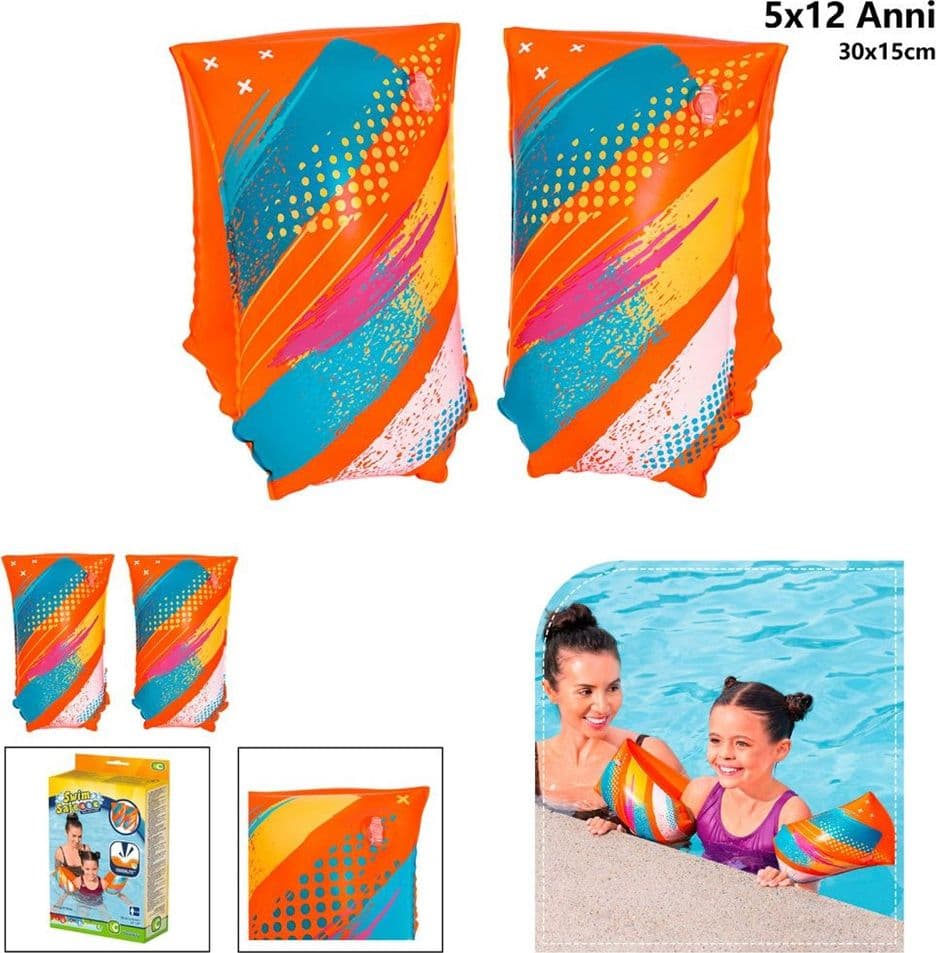 BRACCIOLI GONFIABILI PER NUOTO GALLEGGIANTI 30X15CM COLORIFY TOUGHLITE ETÀ 5-12 ANNI 32274 - 2