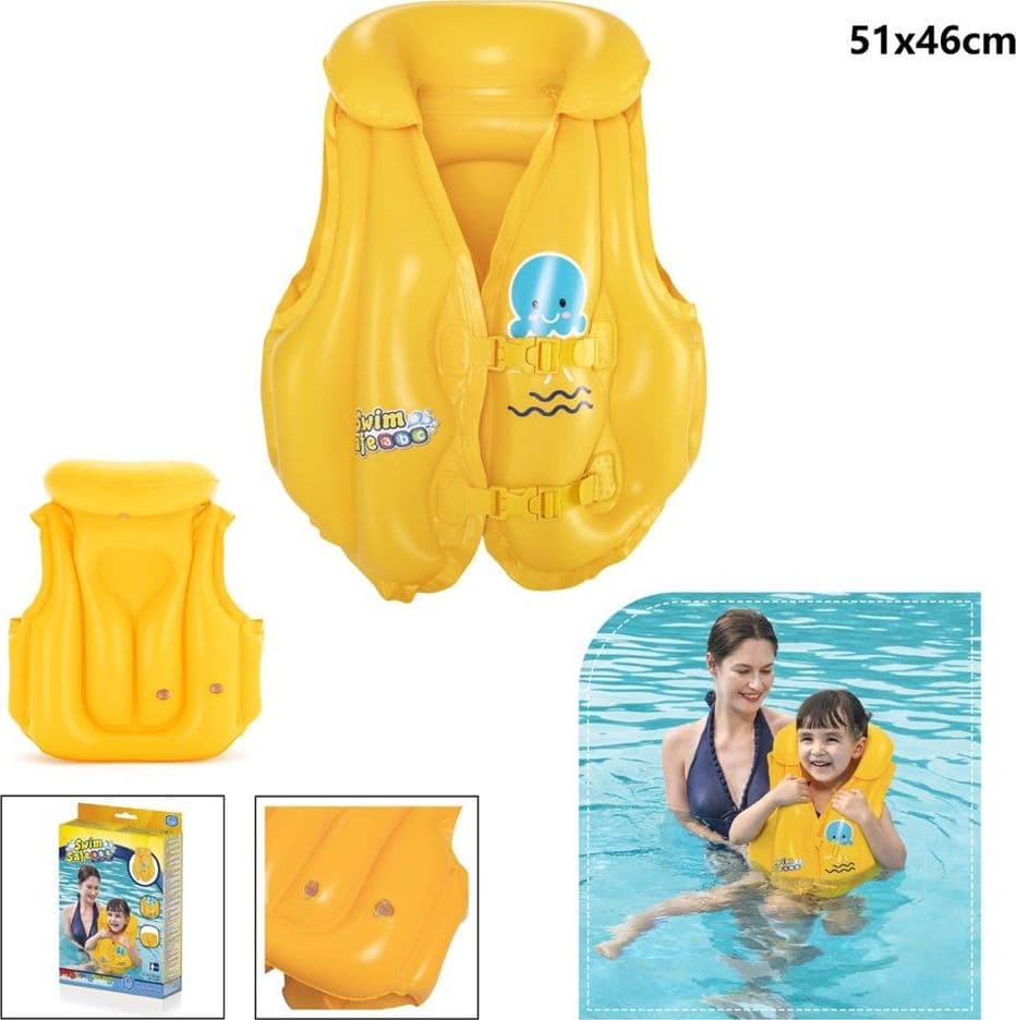 GIUBBOTTO SALVAGENTE GONFIABILE NUOTO 2 FIBBIE REGOLABILI PER BAMBINI 3-6 ANNI 32034W - 2