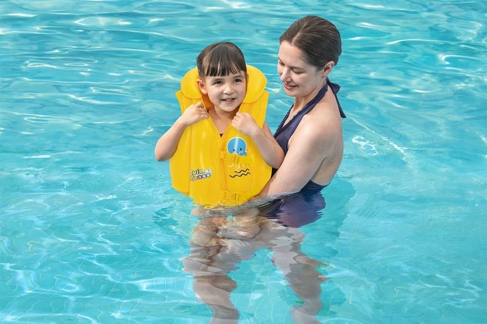 GIUBBOTTO SALVAGENTE GONFIABILE NUOTO 2 FIBBIE REGOLABILI PER BAMBINI 3-6 ANNI 32034W - 3