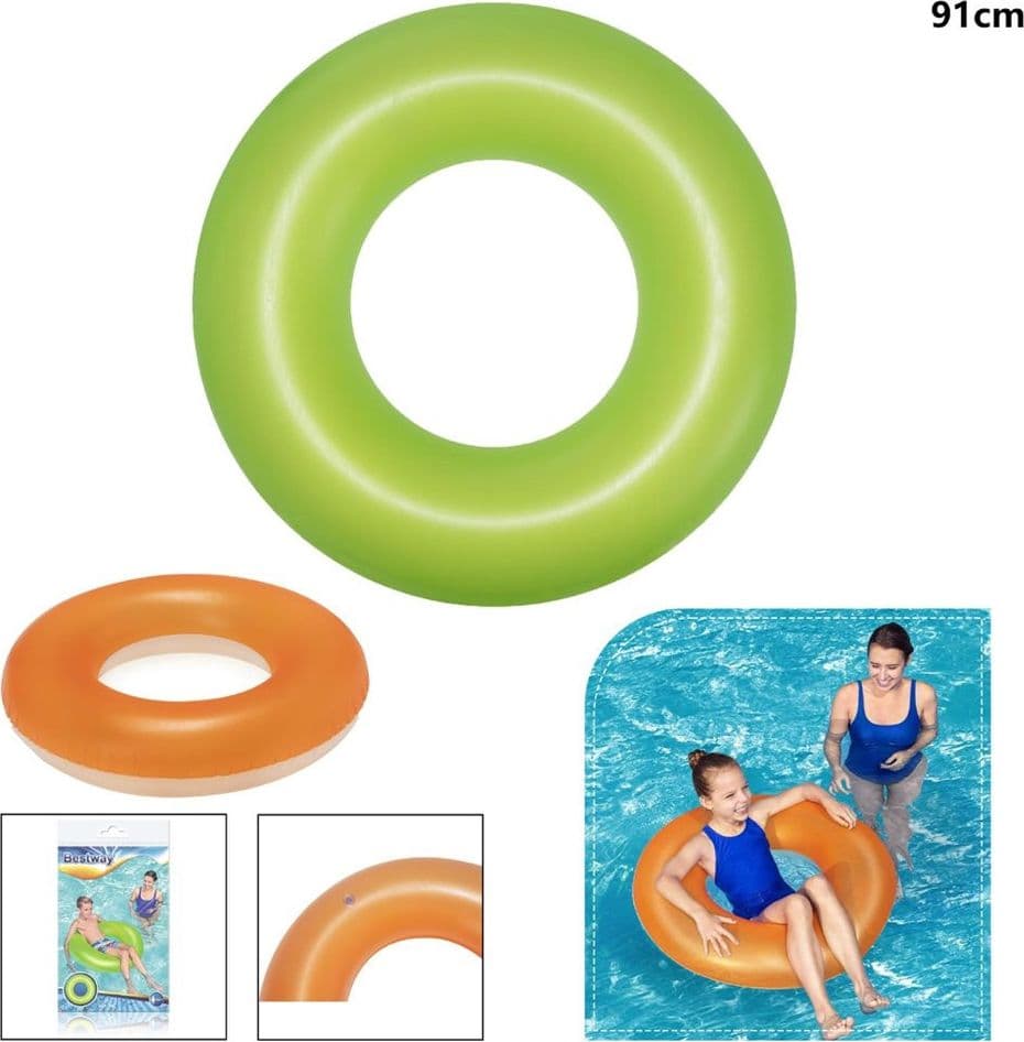 SALVAGENTE CIAMBELLA GONFIABILE PER BAMBINI TRASPARENTE NEON SATINATO Ø 91 CM 36025 - 3