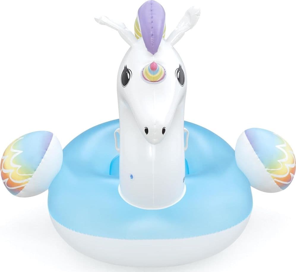CAVALCABILE GONFIABILE DA PISCINA A FORMA DI UNICORNO GIGANTE 224X164CM MANIGLIE 41113 - 9